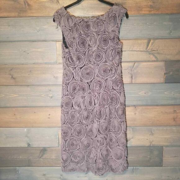 Adrianna‎ Papell neutral raw edge rosette sleeveless sheath dress womans … - Picture 4 of 13